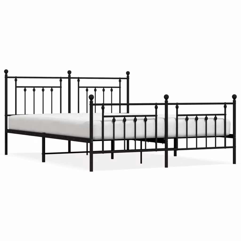 Struttura Letto in Metallo Design Mania con Pediera e Giroletto Nero L/P/H: 180 x 200 x 97 cm – 2
