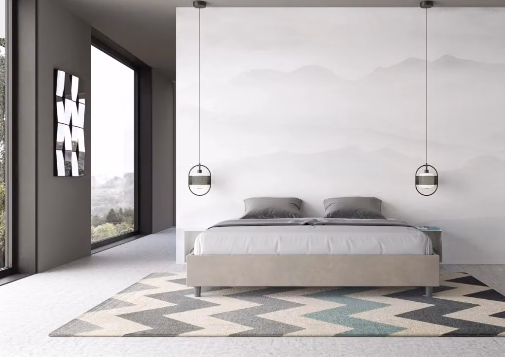 Letto Matrimoniale con Contenitore a Alzata GIORDANOSHOP Azelia Colore Sabbia L/P/H: 200 x 200 x 39 cm – 2