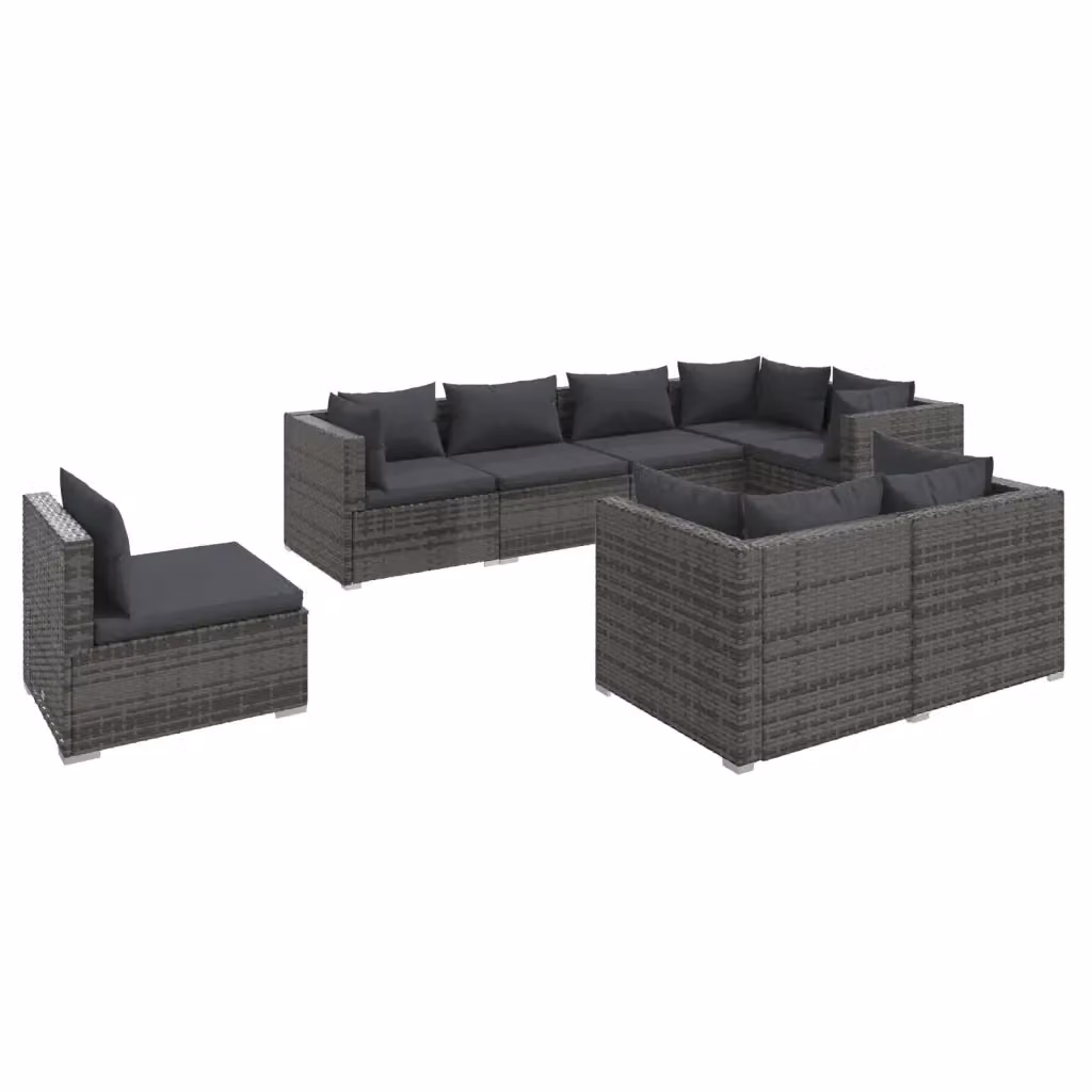 Set di divani da giardino vidaXL in rattan antracite con cuscini inclusi e coperture rimovibili – 2