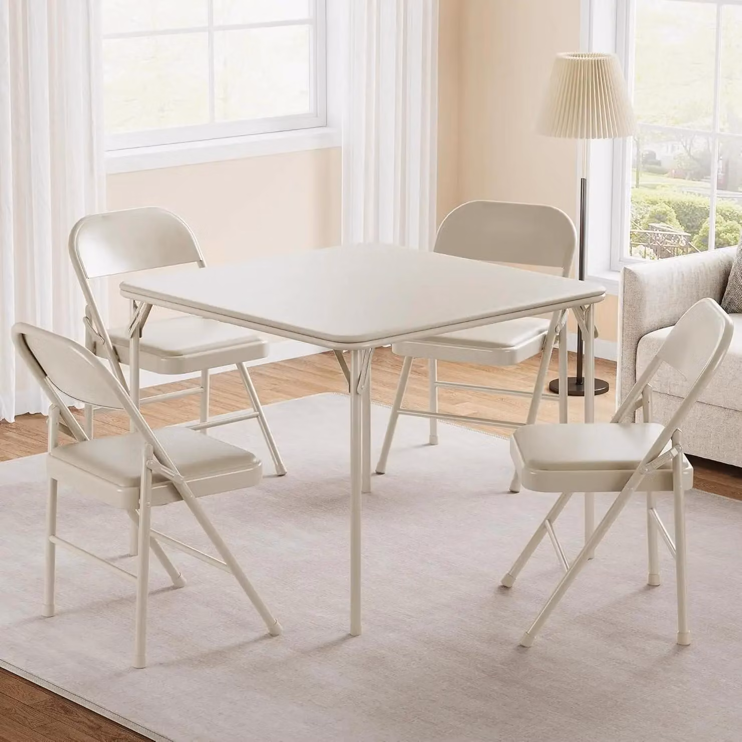 Tavolo quadrato pieghevole da campeggio, 85 cm - Piano del tavolo impermeabile - Pieghevole - Portatile - Adatto per interni ed esterni - Bianco