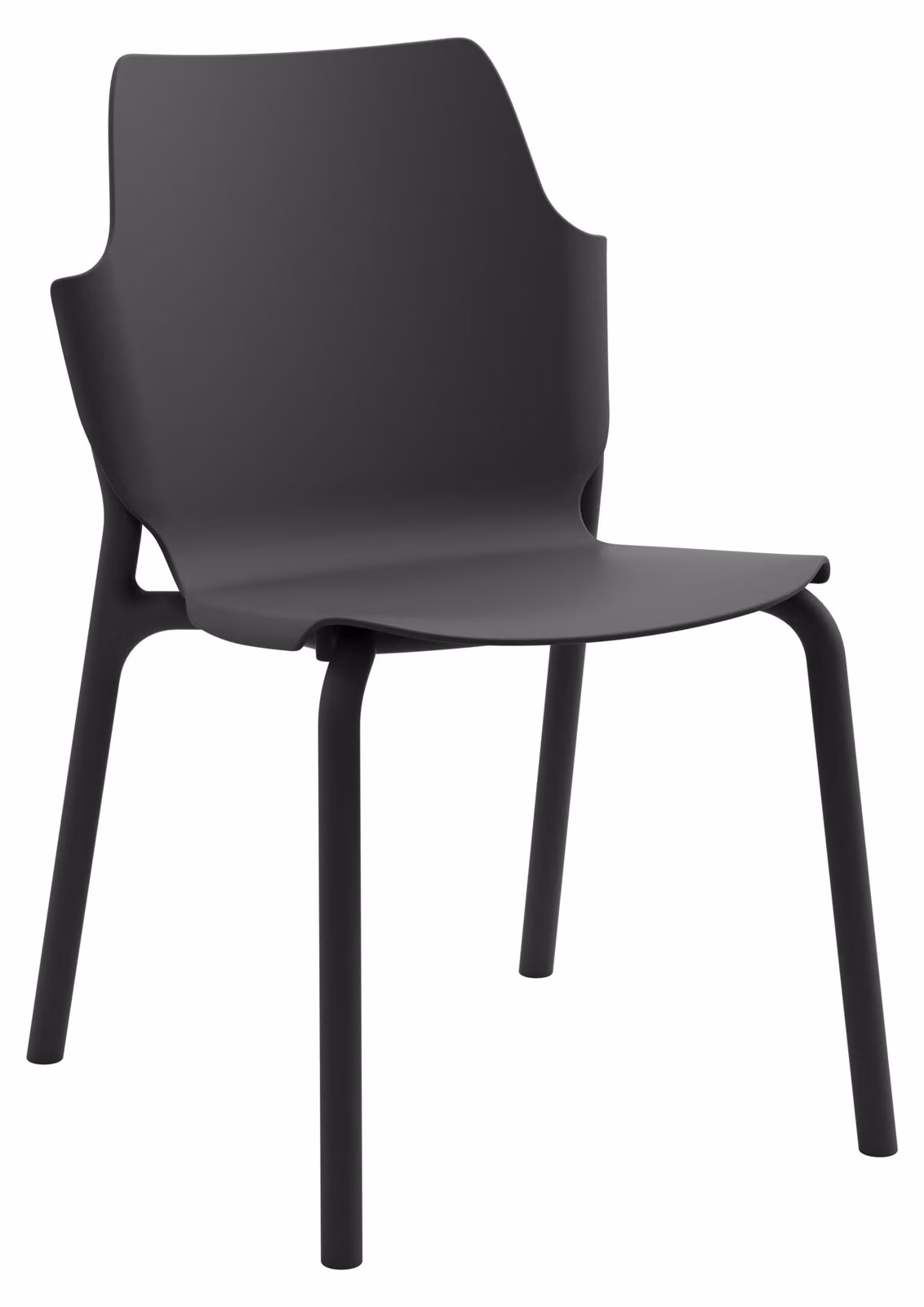 Sedia da pranzo impilabile Rebecca Mobili Zeran 83x56x47 cm in polipropilene nero, stile moderno, set da 2 pezzi