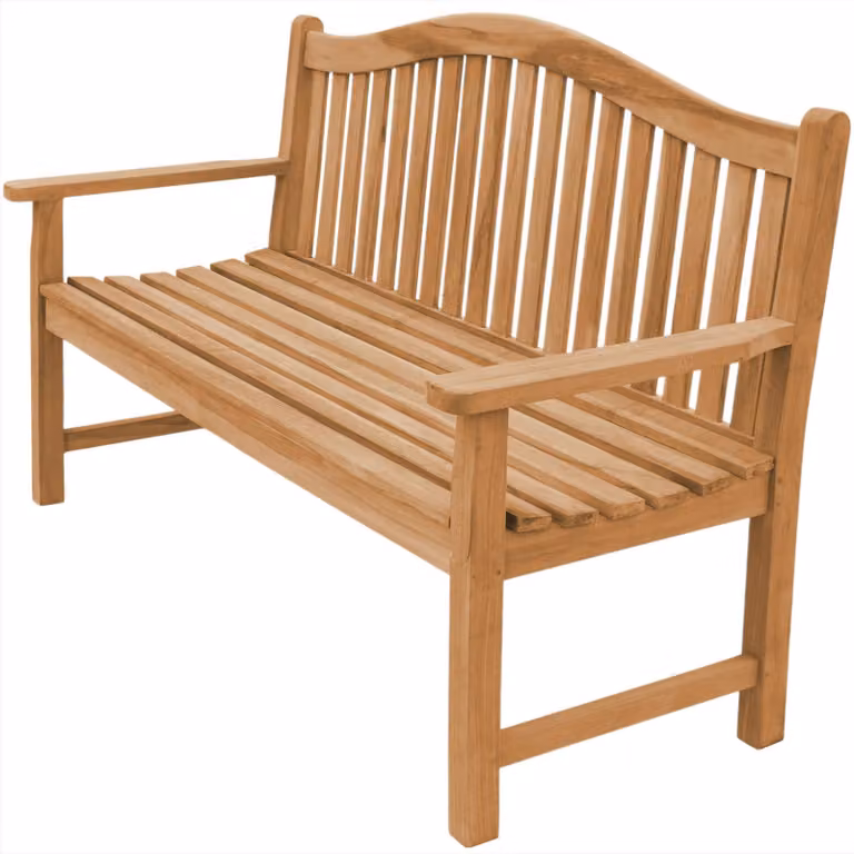 Teakholz Bank Catania 180cm Massivholz Wetterfest + Sitzkissen Creme