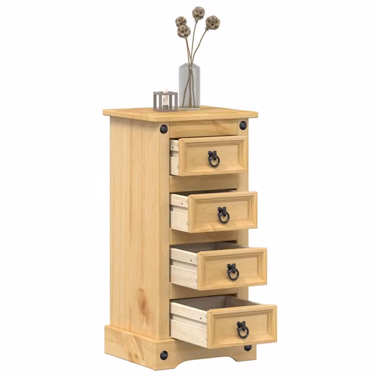Comodino Corona vidaXL in Legno Massello di Pino, L/P/H: 35 x 32,5 x 74 cm