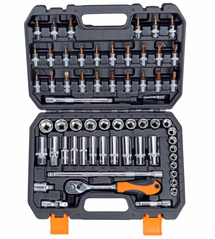 Valex Chiavi a Bussola 62 Pezzi CRV con Valigetta Cromata 3/8"