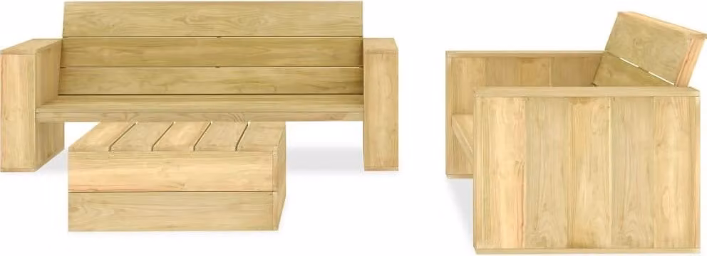 vidaXL Set 3 pezzi da giardino in legno di pino impregnato