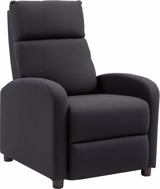 Poltrona Relax Imbottita con Schienale Reclinabile 135¡ã e Poggiapiedi Estraibile in Lino, 69x87x100.5 cm, Nero