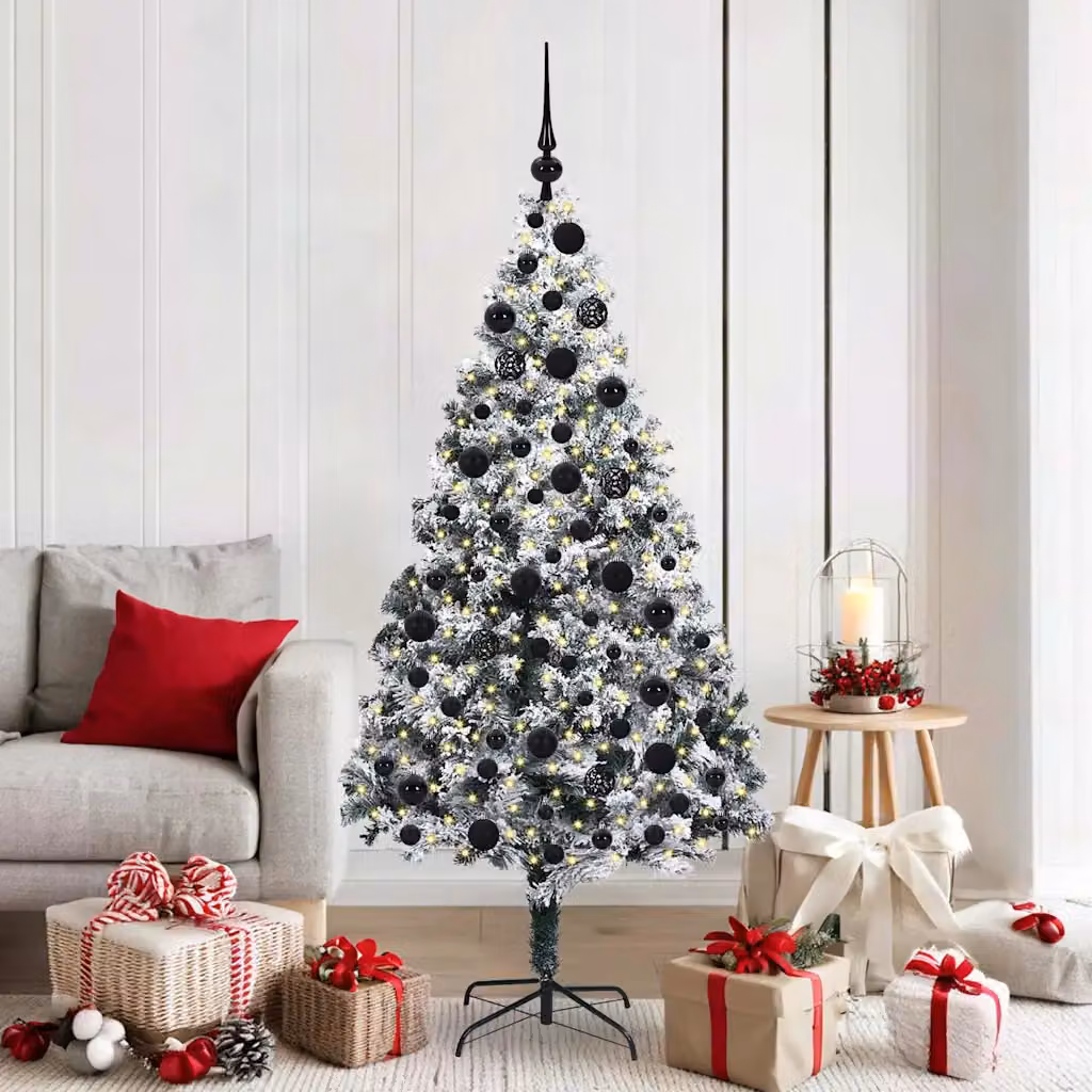 Albero di Natale artificiale moderno vidaXL bianco e verde, Altezza: 180 cm