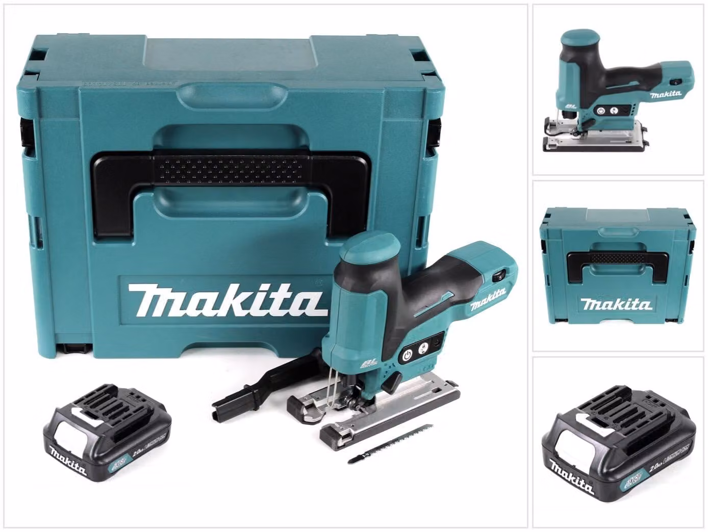 Makita JV 102 DA1J 10,8 V Seghetto alternativo a batteria in valigetta Makpac + 1x Batteria BL 1020 2,0 Ah - senza caricatore