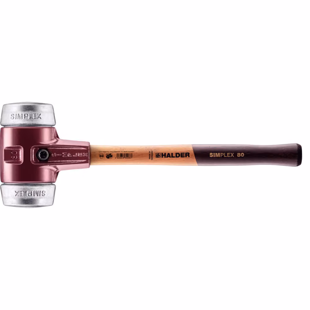 Mazza Halder soft-face diametro 80mm 3860g Simplex con inserto d'impatto argento / W-metal - 3009080