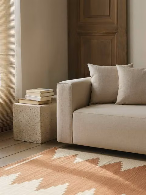 Tappeto Rabat Kenay Home con design geometrico moderno in juta, colori beige e terracotta, L: 160 cm x P: 230 cm