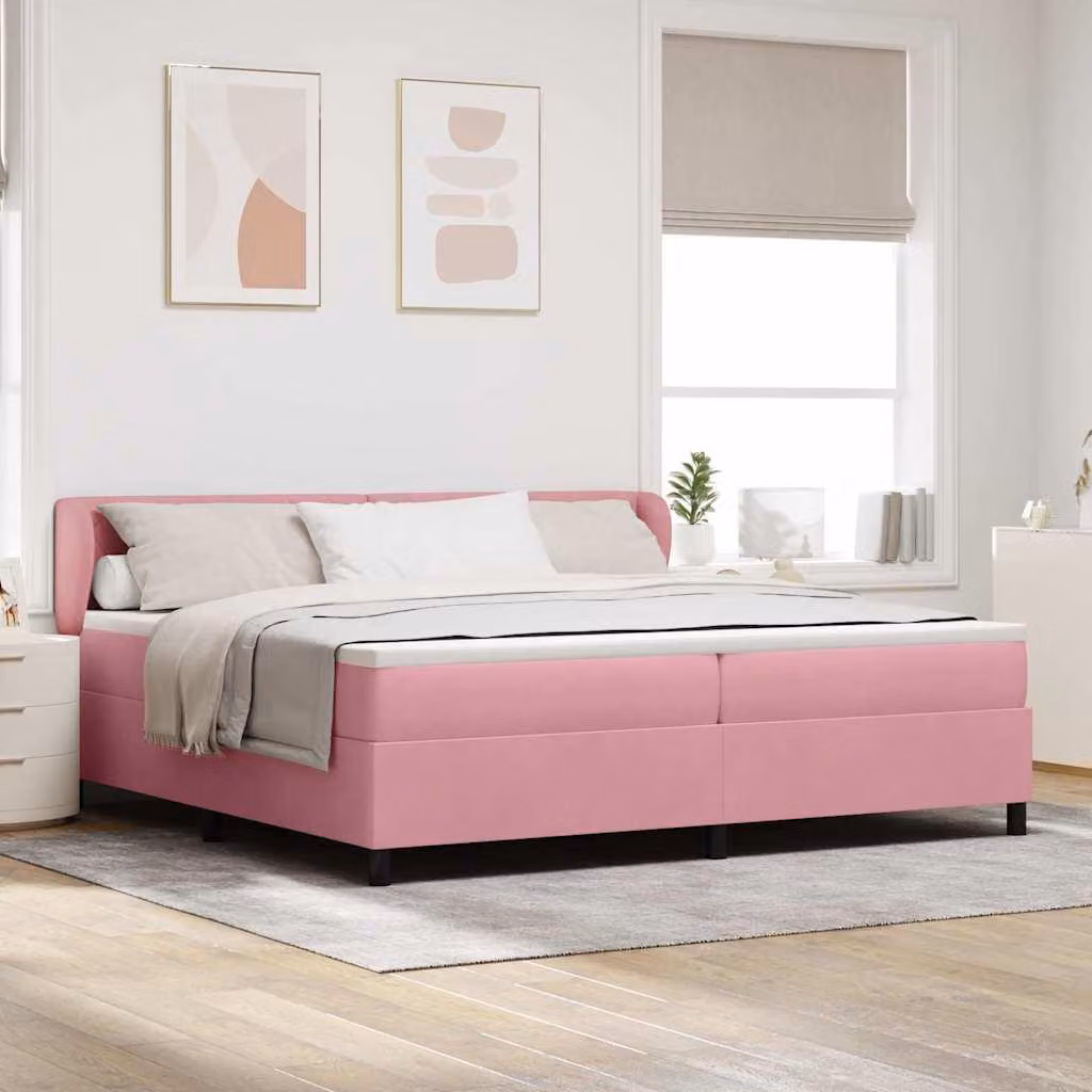 Maison Exclusive - Letto boxspring con testiera Rosa 200 x 200 cm in velluto