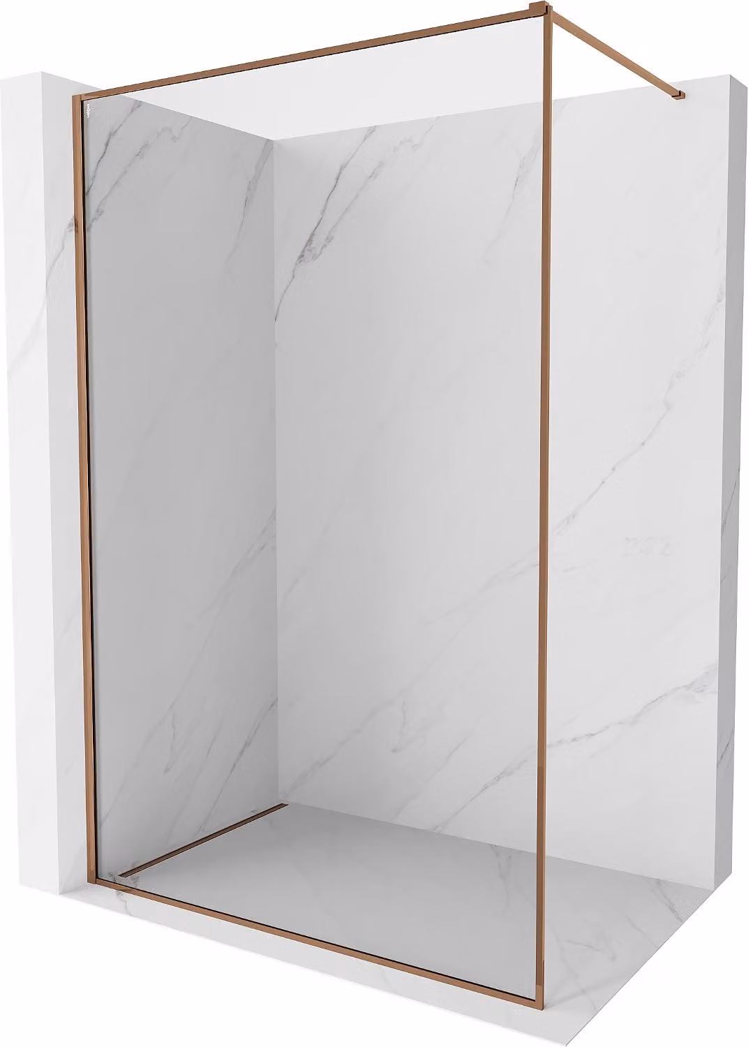 Mexen Kioto-F parete doccia Walk-in con cornice 90 x 202 cm, trasparente 8 mm, oro rosa - 800-090-104-60-00