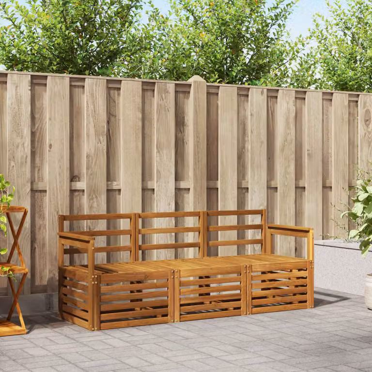 Set di divani da giardino vidaXL in legno di acacia massello marrone, 3 pezzi