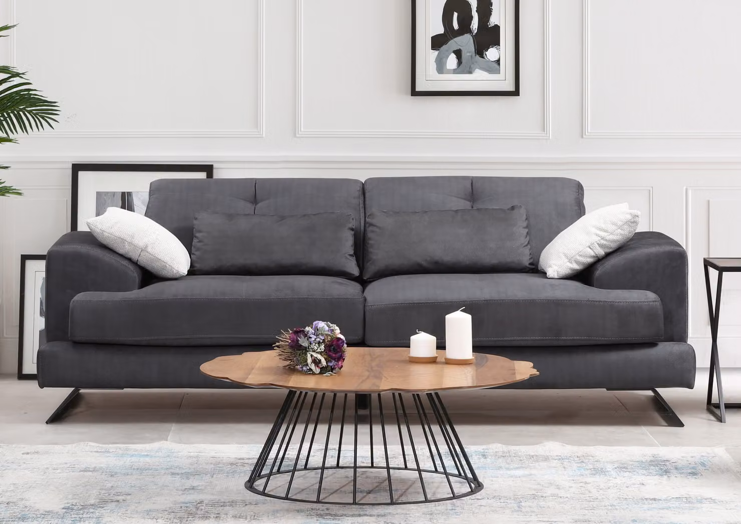 Hanah Home, Frido- ARE1303, antracite, divani letto, struttura: legno di faggio / pannello truciolare