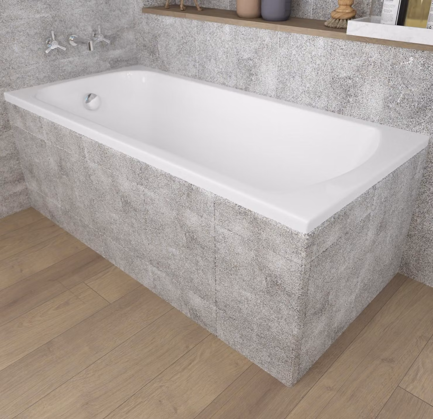Vasca rettangolare 180x80 con rivestimento in polistirolo, set di scarico e piedini GRATIS | Set completo 4in1 vasca originale in acrilico con sifone | BADLAND CLASSIC
