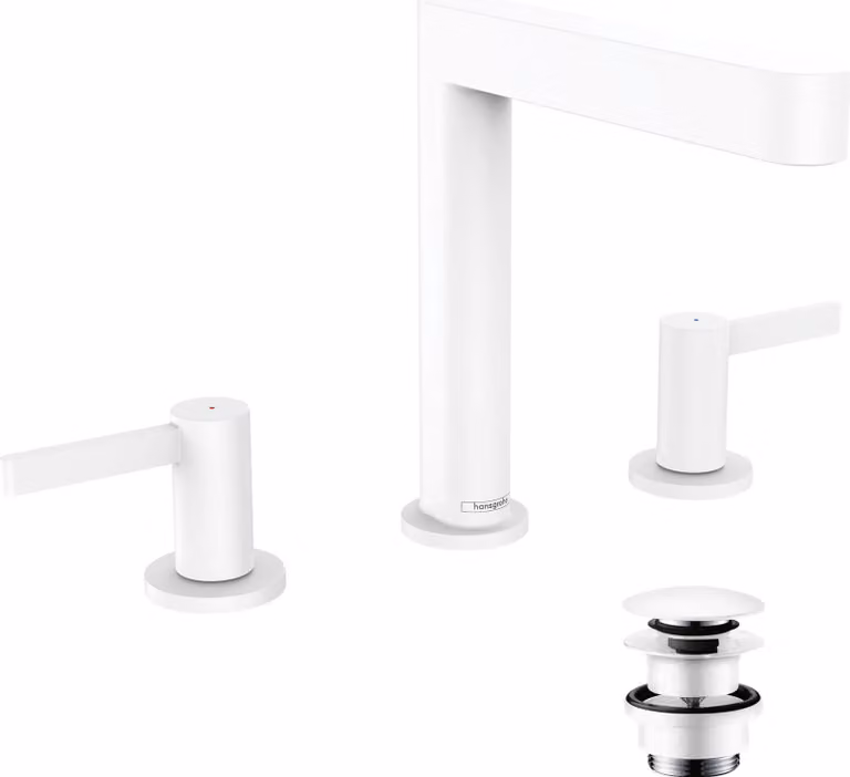 hansgrohe Finoris robinetterie de lavabo 3 trous 160 avec vidage Push-Open, portée 169mm, 76034700, 76034700