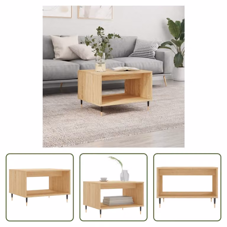 The Living Store tavolino in rovere Sonoma 60x50x40 cm materiale a base di legno