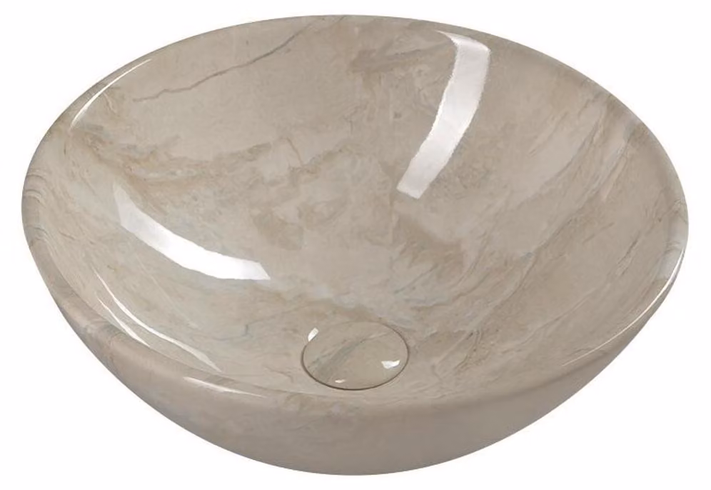 Sapho Dalma - Lavabo da appoggio, diametro 420 mm, senza foro per rubinetto, senza sfioratore, marfil MM127