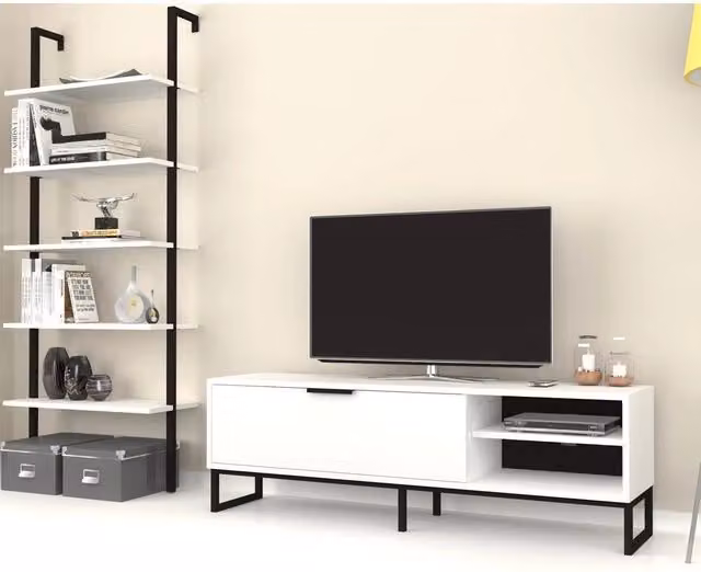 Parete attrezzata porta tv e libreria Way colore bianco
