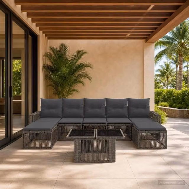 Set Divano da Giardino 8 pz Grigio e Grigio Scuro polyrattan 3436832