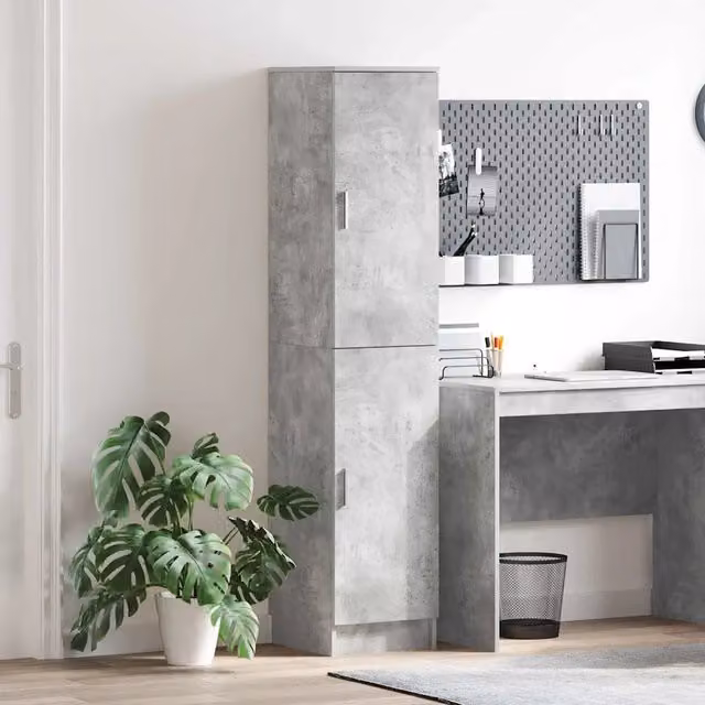 Credenza Buffet Moderna vidaXL Grigio con Ante a Battente, L/P/H: 35 x 39 x 168 cm