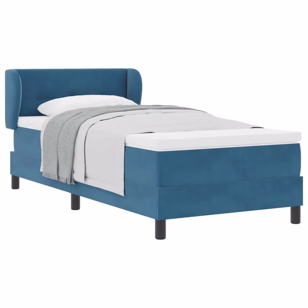 Letto a molle moderno vidaXL con testiera in velluto blu, L/P: 90 x 200 cm – 2