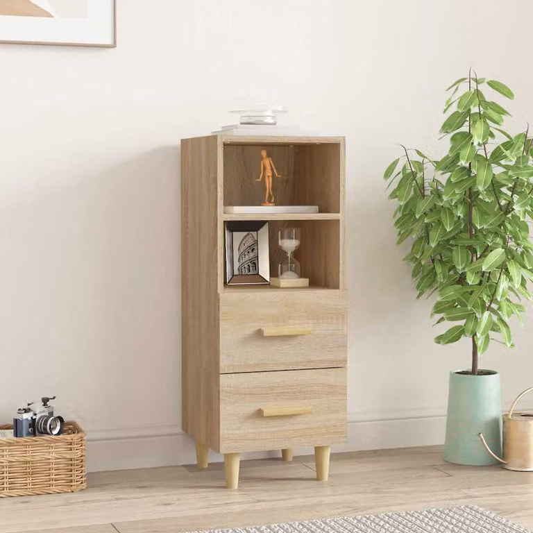 Credenza vidaXL in Legno Multistrato Rovere Sonoma Marrone, L/P/H: 34,5 x 34 x 90 cm