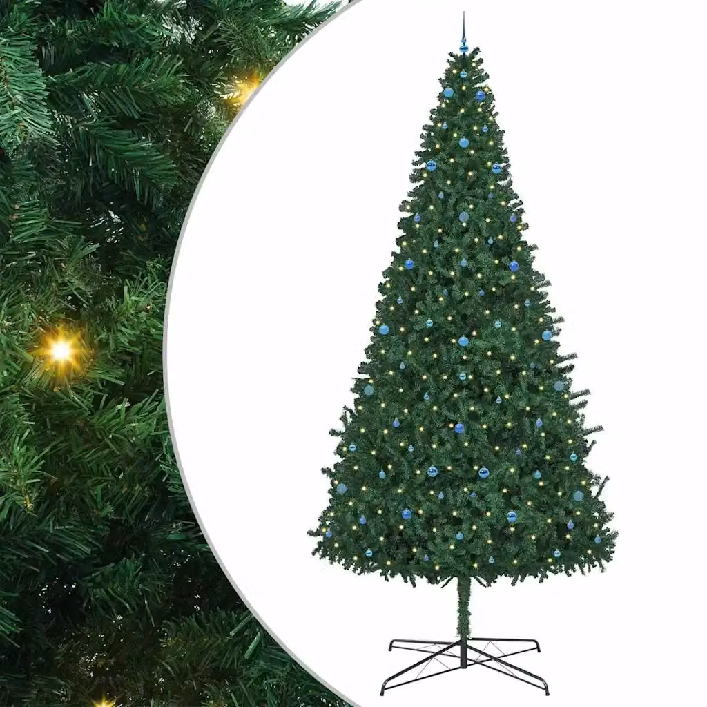 Albero di Natale moderno vidaXL in PVC verde con luci LED bianco caldo, altezza 400 cm – 2