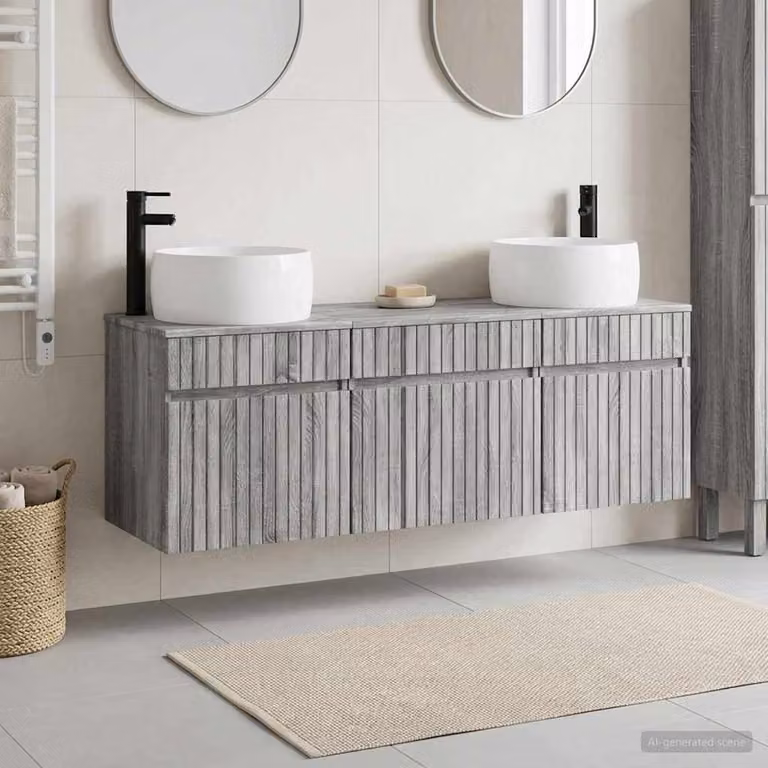 Set di 3 armadi da bagno moderni vidaXL in legno grigio L/P/H: 49 x 44,5 x 66 cm