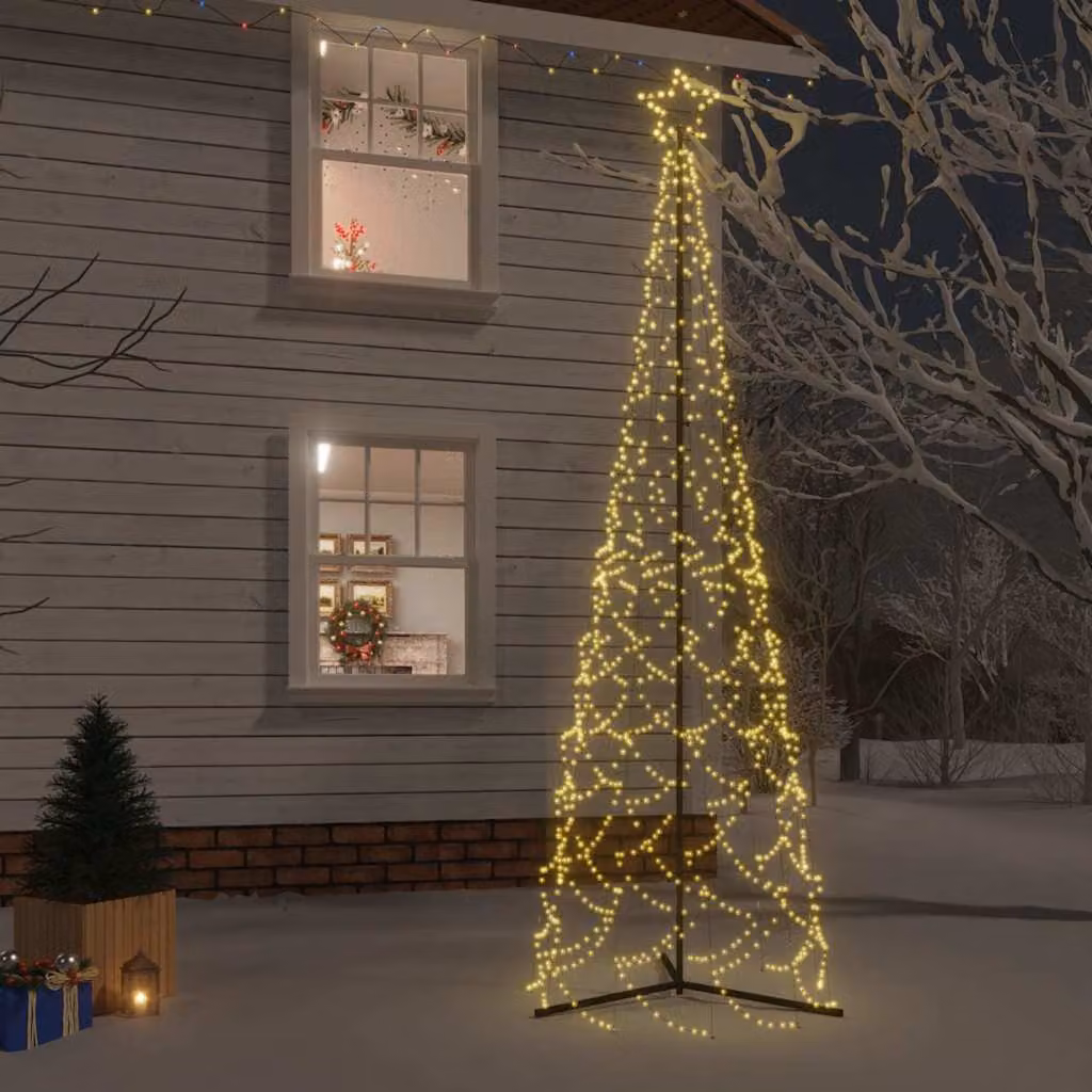 Albero di Natale a forma di cono vidaXL con 500 LED luce bianca calda, H: 300 cm, L: 100 cm