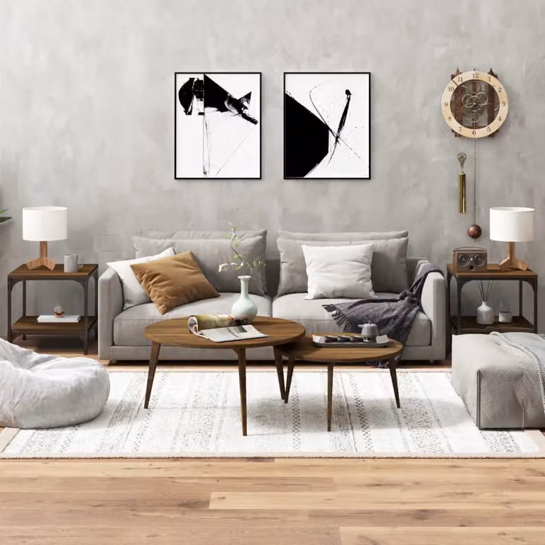 Set di 2 tavolini quadrati vidaXL in legno e metallo, colore marrone, L/P/H: 40 x 40 x 40 cm