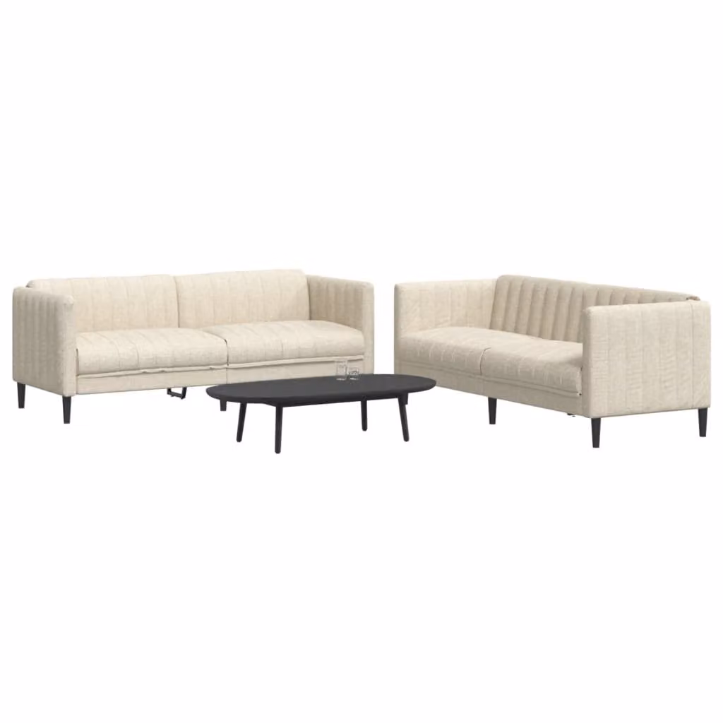 Maison Exclusive - Set divano a 2 posti in tessuto color crema