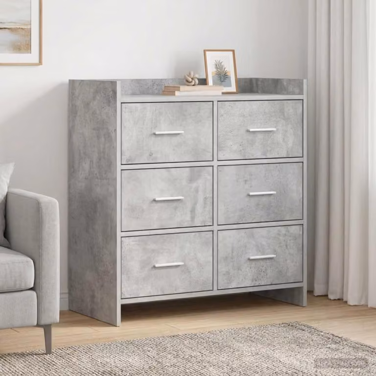 Credenza moderna vidaXL in legno ingegnerizzato e metallo, Grigio, L 75 cm x P 33 cm x H 80 cm