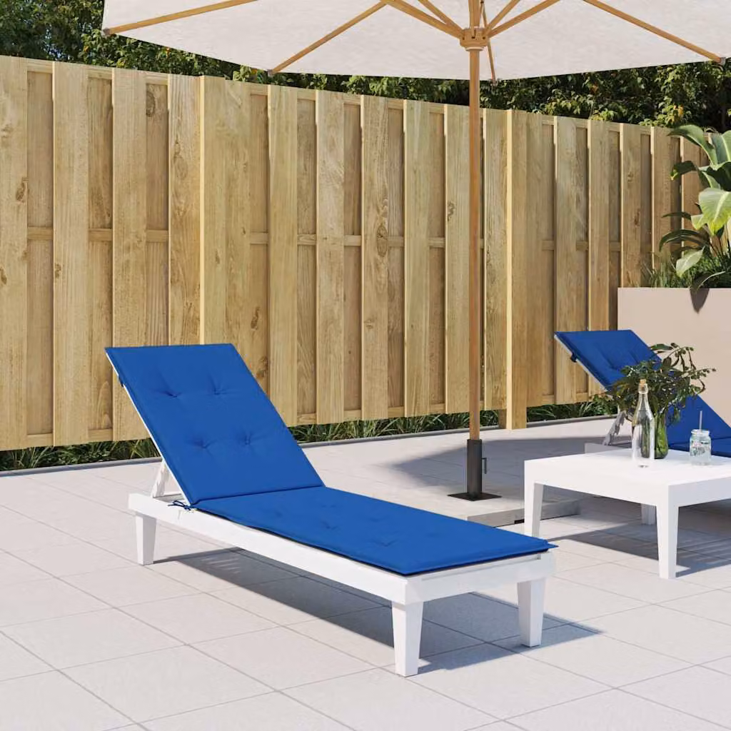 Cuscino per Sdraio vidaXL Blu Reale con Imbottitura in Schiuma e Tessuto Idrorepellente L: 105 cm, P: 50 cm, H: 4 cm