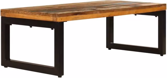 Tavolino da salotto rettangolare vidaXL in legno massello e metallo marrone L/P/H: 100 x 50 x 35 cm
