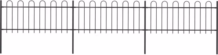 Recinzione da Giardino con Parte Superiore ad Anello in Acciaio 537x80 cm Nera