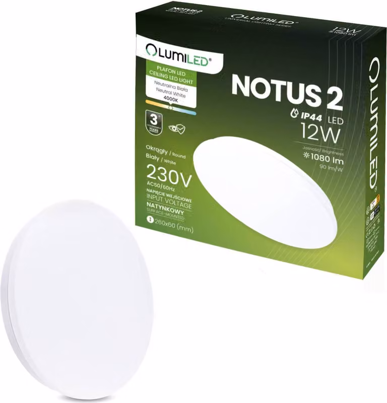 LUMILED LED lampada da soffitto 12W 1080lm plafoniera 4000K bianco neutro Ø26cm bianco tondo piatto moderno per soggiorno camera dei bambini, camera da letto