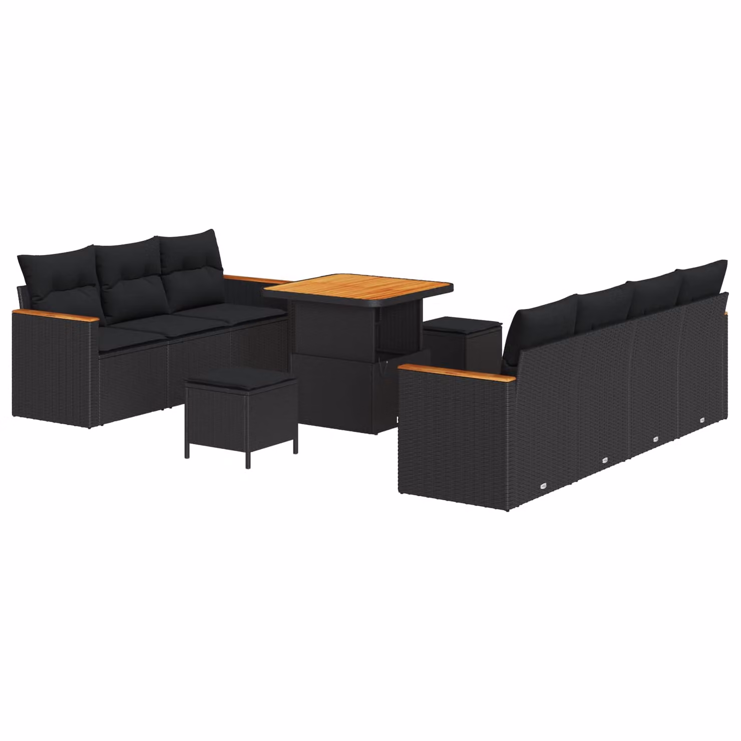 Set Divano da Giardino vidaXL 14 Pezzi a Forma di U con Cuscini Nero – 1