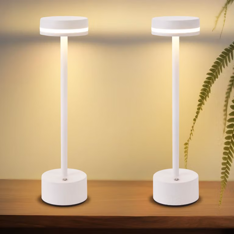 ZMH Lampada da tavolo a batteria 2pcs LED Lampada da tavolo ricaricabile Dimmerabile con USB-C Batteria ricaricabile Lampada da tavolo bianca Lampade da tavolo per camera da letto Sala da pranzo Ufficio