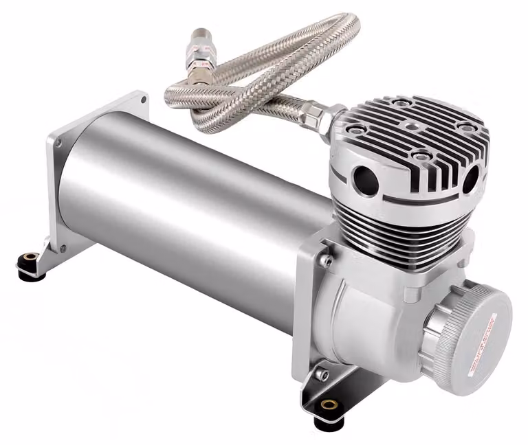 Compressore d'aria portatile da 12V per auto - compressore robusto a forma rettangolare - pressione massima di 200 PSI - portata di 50 litri al minuto - colore argento