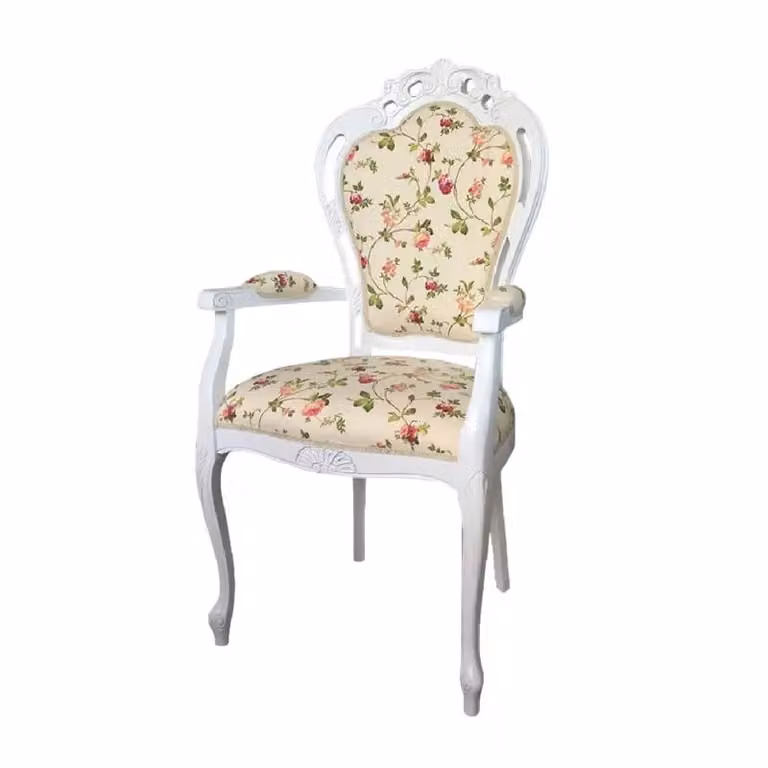 Capotavola shabby chic in legno e raso floreale bianco Mobili 2G L: 60 cm, P: 55 cm, H: 110 cm