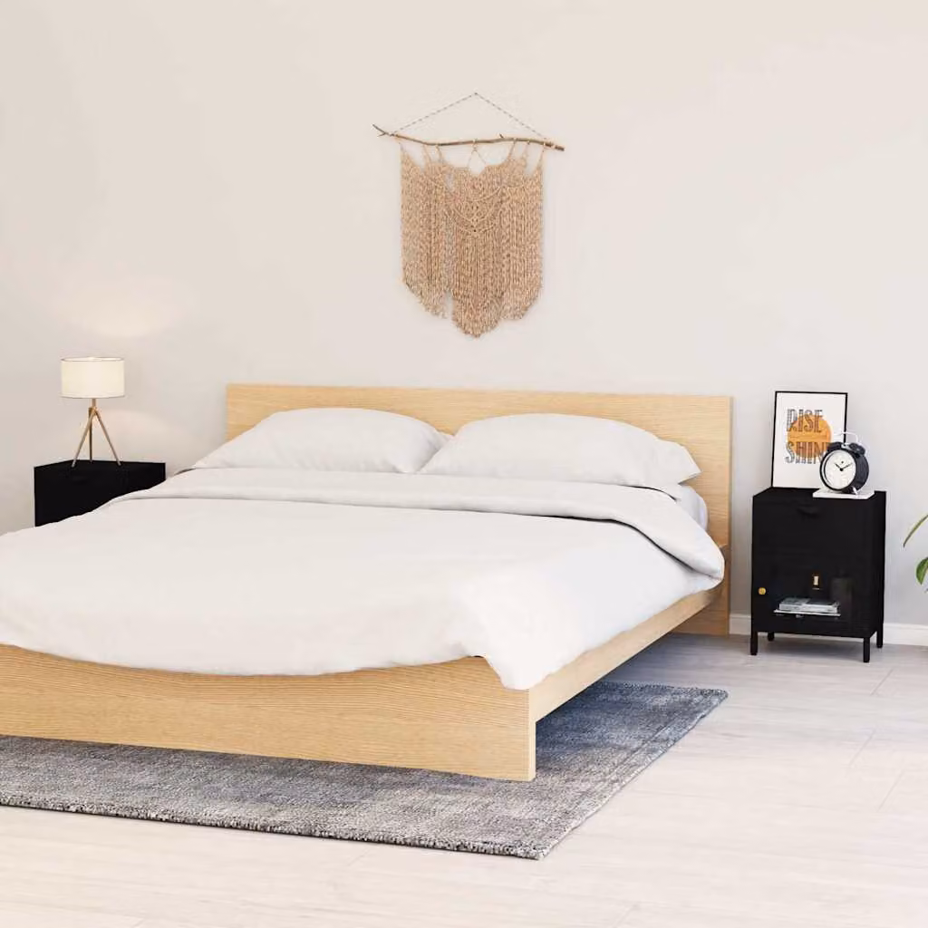 Set di 2 comodini moderni vidaXL in acciaio e vetro neri L/P/H: 40 x 30 x 54,5 cm