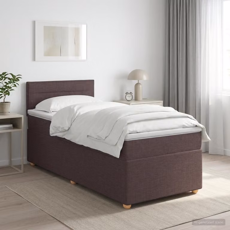 Letto box spring con materasso ibrido vidaXL Marrone Scuro e Bianco L/P/H: 90 x 190 cm