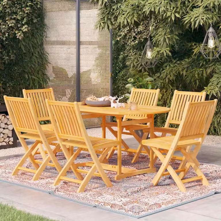 Set da pranzo da giardino vidaXL in legno di teak marrone, 7 pezzi