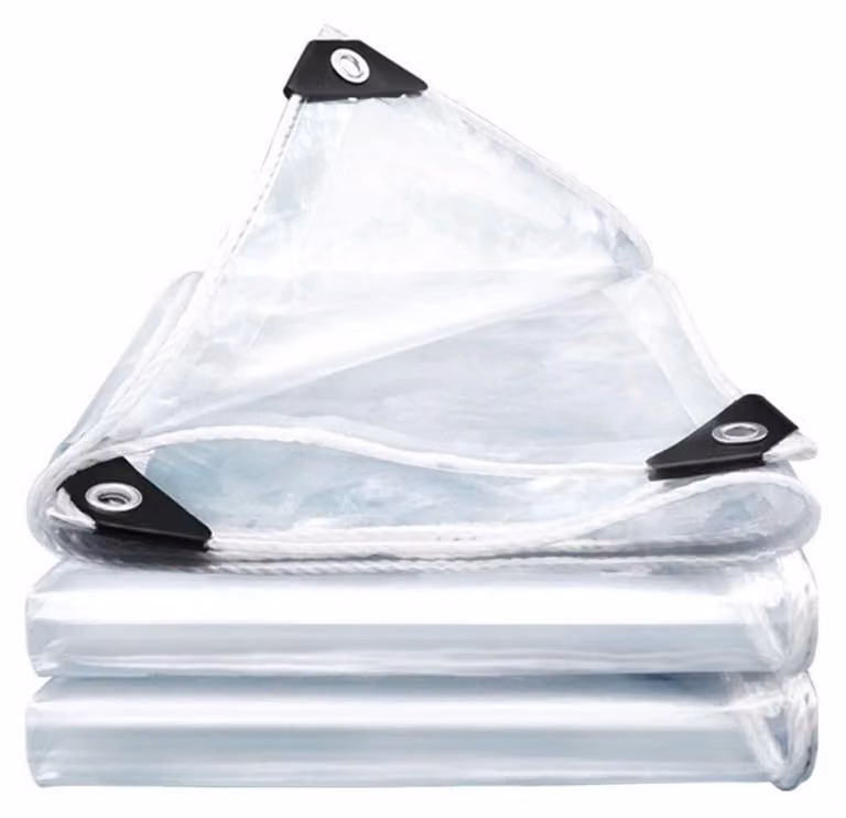 Telo protettivo trasparente con occhielli, 2x4 metri, in PVC, 420 g/m², resistente alle intemperie