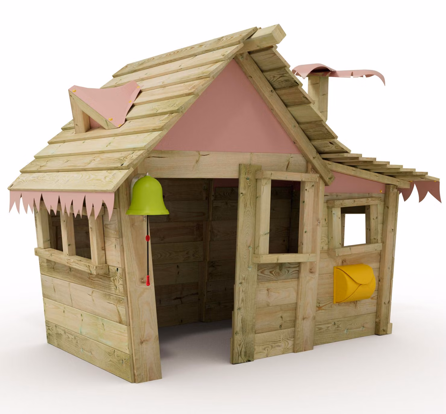 Casetta da gioco Wickey Casita in legno con finestre e tetto in legno color rosa chiaro