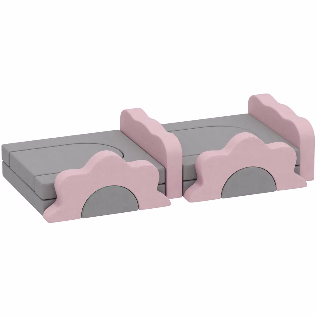 Set di 12 blocchi in schiuma per arrampicata e gioco Xylo grigio e rosa con rivestimento in velluto – 2
