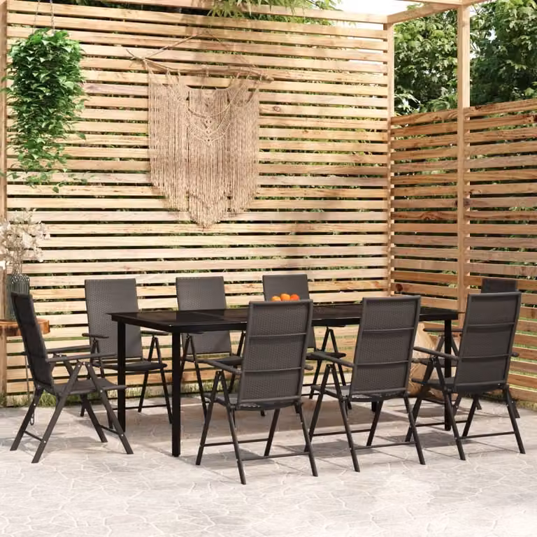Maison Exclusive - Set da pranzo da giardino 9 pezzi nero