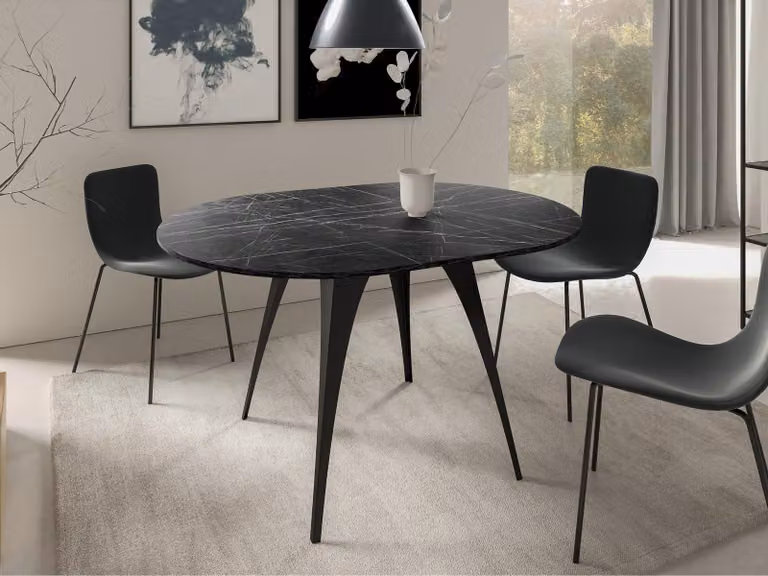 Tavolo da cucina allungabile LUSI - pietra grigia nero / nero