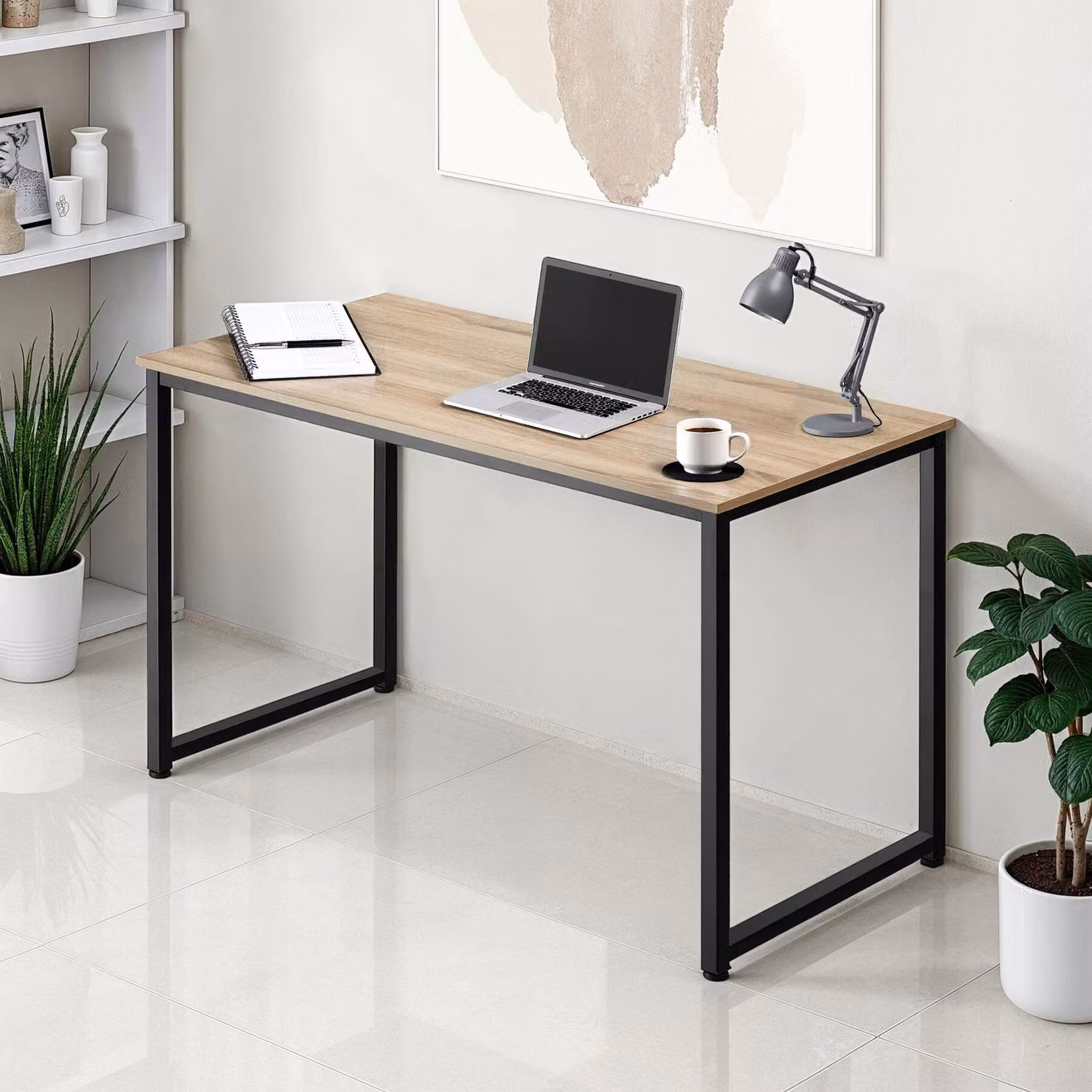 Scrivania da scrittura industriale TecTake GmbH in legno rovere e metallo, L: 120 cm, P: 59 cm, H: 76,5 cm – 3